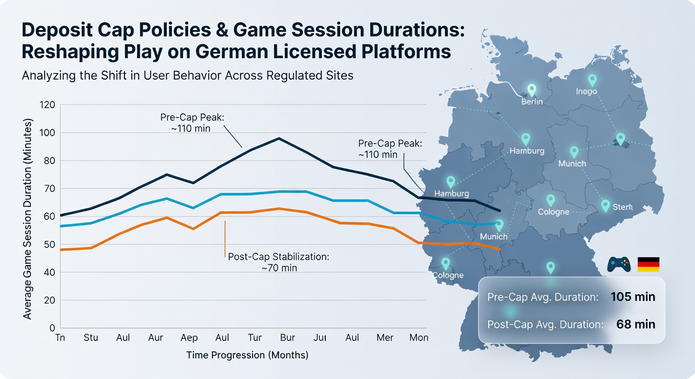 Grafik mit Statistiken zu Sitzungslängen und Einzahlungsverhalten auf deutschen Lizenzplattformen