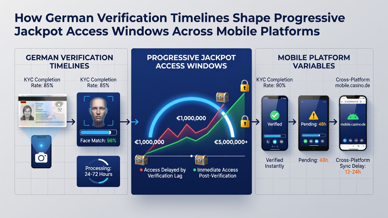 Diagramm zur Verifizierungszeitachse und Jackpot-Freigabe auf mobilen Geräten
