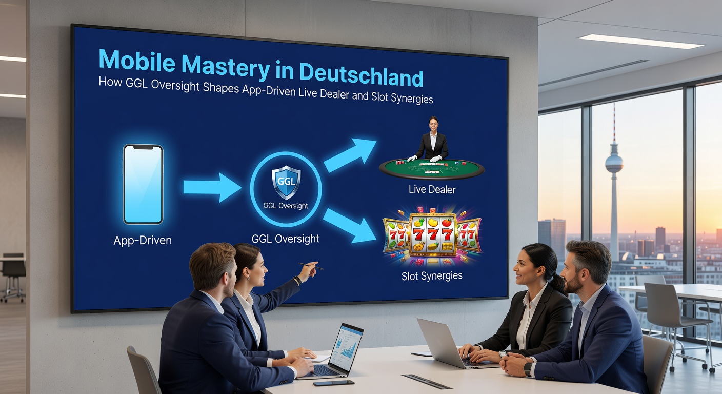 Grafik einer GGL-Lizenz mit mobilen Icons für Slots und Live-Dealer, illustriert regulatorische Kontrolle und technologische Synergien